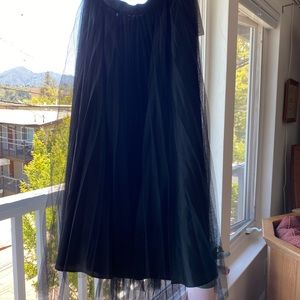 Adrianna Papell Black Pleated Tulle Midi Skirt 4